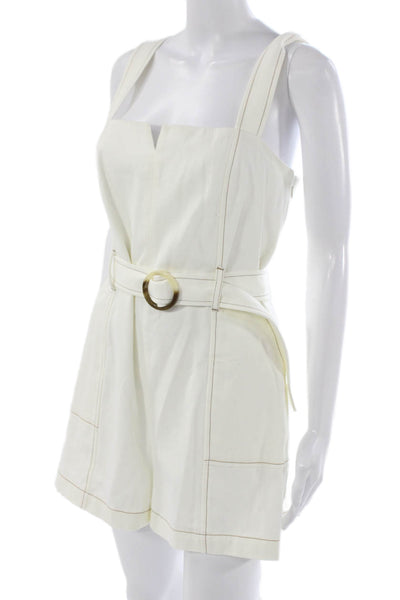 Intermix Women Romper White Cotton Square Neck Sleeveless Zip Size 10