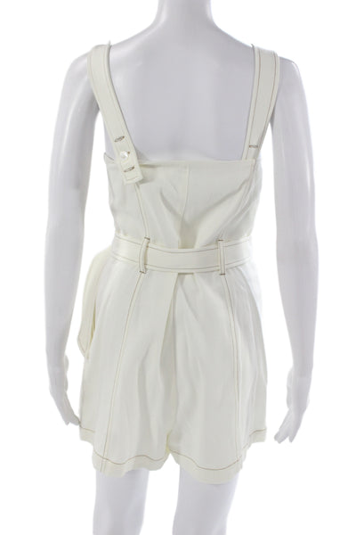 Intermix Women Romper White Cotton Square Neck Sleeveless Zip Size 10