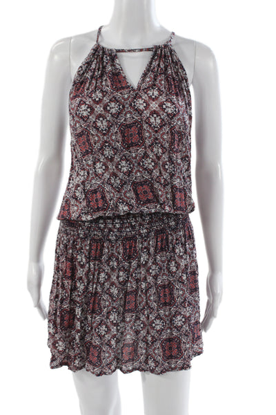 Abbeline Womens Blouson Dress Multicolor Halter Geometric Boho Size M