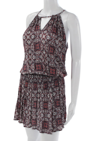 Abbeline Womens Blouson Dress Multicolor Halter Geometric Boho Size M
