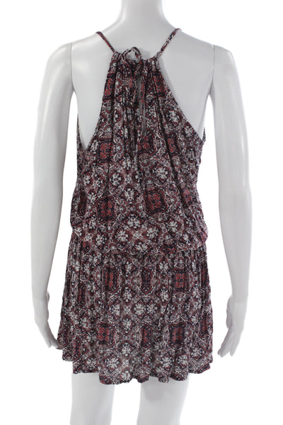 Abbeline Womens Blouson Dress Multicolor Halter Geometric Boho Size M