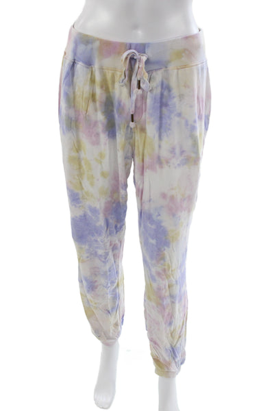 YFB Women Jogger Pants Multicolor Tie Dye Rayon Drawstring Size L