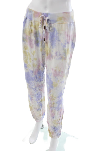 YFB Women Jogger Pants Multicolor Tie Dye Rayon Drawstring Size L