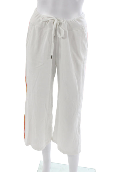 Sundry Womens Striped White Capri Pants Polyester Drawstring Waist Size 3