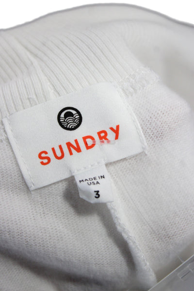 Sundry Womens Striped White Capri Pants Polyester Drawstring Waist Size 3