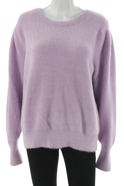 Rachel Zoe Women Purple Nylon Pullover Sweater Crew Neck Long Sleeve Size L
