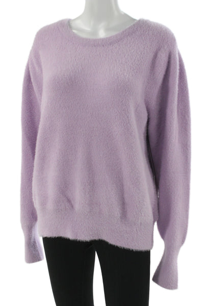 Rachel Zoe Women Purple Nylon Pullover Sweater Crew Neck Long Sleeve Size L