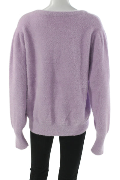 Rachel Zoe Women Purple Nylon Pullover Sweater Crew Neck Long Sleeve Size L