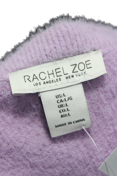 Rachel Zoe Women Purple Nylon Pullover Sweater Crew Neck Long Sleeve Size L