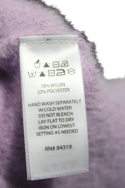 Rachel Zoe Women Purple Nylon Pullover Sweater Crew Neck Long Sleeve Size L