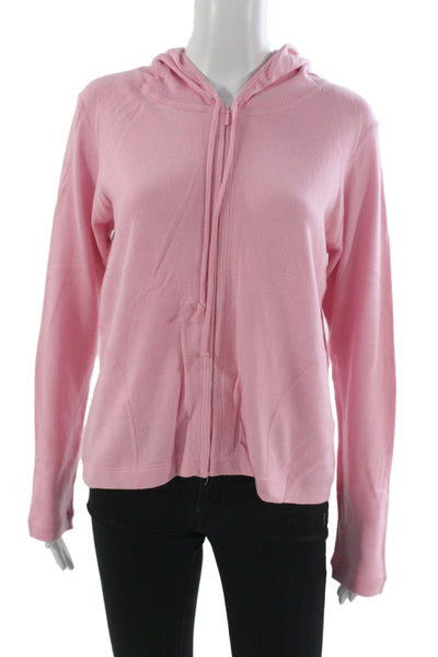 Lilly Pulitzer Womens Full Zip V-Neck Cotton Sweater Pink Long Sleeve Size M