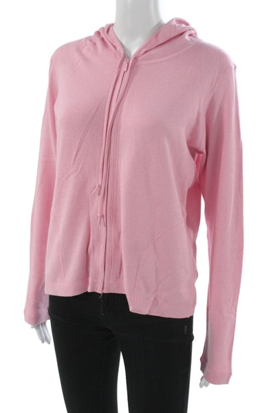Lilly Pulitzer Womens Full Zip V-Neck Cotton Sweater Pink Long Sleeve Size M
