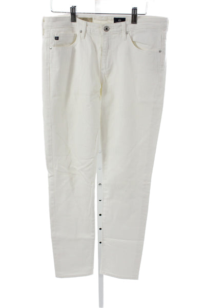 AG Adriano Goldschmied Women Skinny High Rise Jeans White Cotton Blend Size 29