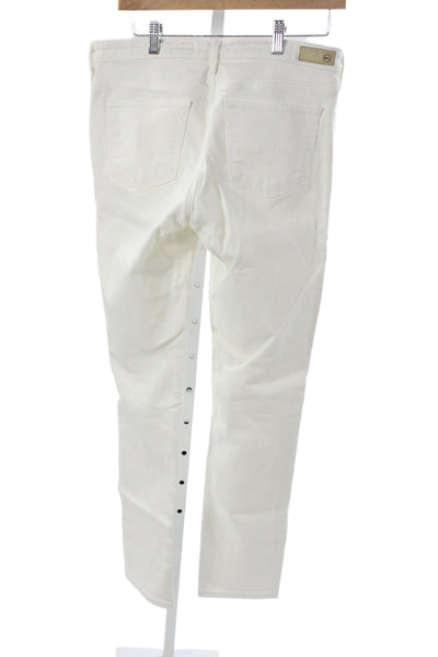 AG Adriano Goldschmied Women Skinny High Rise Jeans White Cotton Blend Size 29