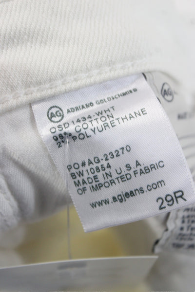AG Adriano Goldschmied Women Skinny High Rise Jeans White Cotton Blend Size 29