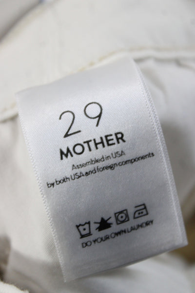 Mother Womens Cropped Jeans Ivory High Rise Button Cotton Blend Size 29
