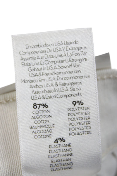 Mother Womens Cropped Jeans Ivory High Rise Button Cotton Blend Size 29