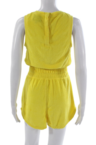 Carbon 38 Women Playsuit Yellow Cotton V-Neck Sleeveless Beach Size S