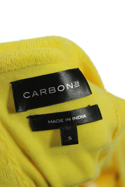 Carbon 38 Women Playsuit Yellow Cotton V-Neck Sleeveless Beach Size S