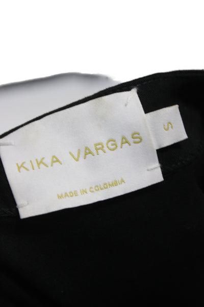 Kika Vargas Womens Wrap Dress Black VNeck Cotton Knee Length Half Sleeve Size S