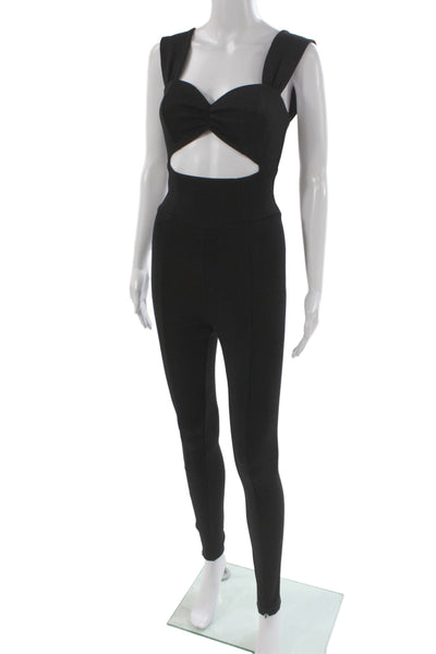 Nonchalant Label Women Sweetheart Sleeveless Catsuit Black Zip Size S