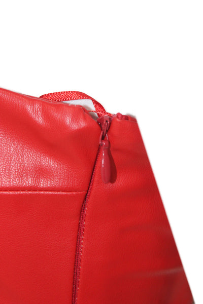 Zara Womens Red Faux Leather Strapless Bodycon Dress Full Length Size S