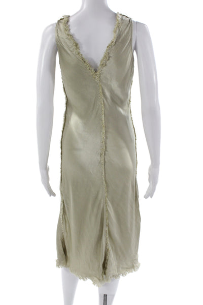 Jaga Women Slip Dress Green Rayon V-Neck Sleeveless Bohemian Size 1