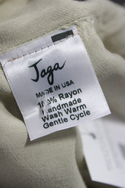 Jaga Women Slip Dress Green Rayon V-Neck Sleeveless Bohemian Size 1