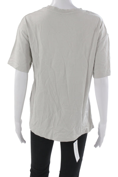 Zara Women Basic Gray Cotton Crew Neck Short Sleeve T-Shirt Size M