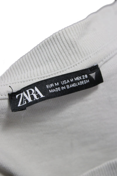 Zara Women Basic Gray Cotton Crew Neck Short Sleeve T-Shirt Size M