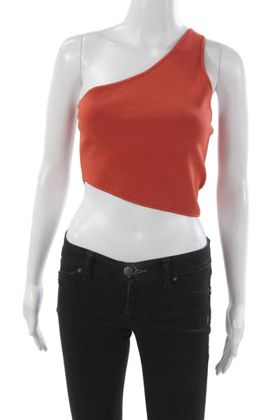 A.L.C. Womens Cropped One Shoulder Orange Viscose Tank Sleeveless Size S