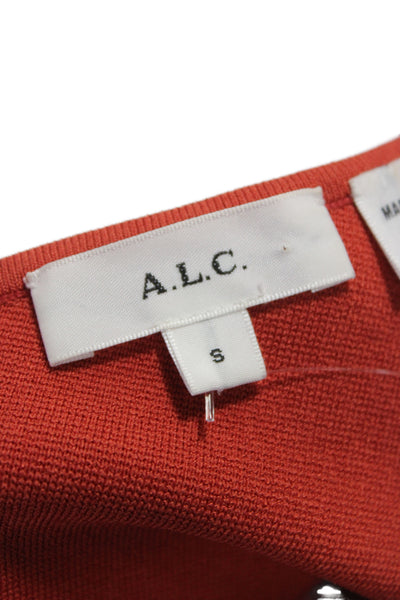 A.L.C. Womens Cropped One Shoulder Orange Viscose Tank Sleeveless Size S