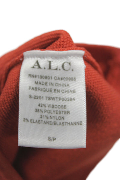 A.L.C. Womens Cropped One Shoulder Orange Viscose Tank Sleeveless Size S