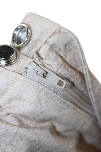 Zara Women Cargo Beige Linen Tie Dye Drawstring Pants Size M