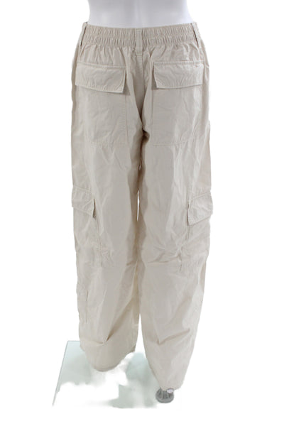 Zara Womens Cargo Pants Beige Cotton Button Size M