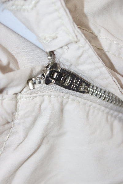 Zara Womens Cargo Pants Beige Cotton Button Size M