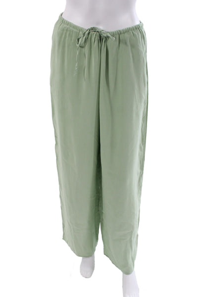 MNG Womens Pajama Set Green Viscose Collared Button Short Sleeve Size S