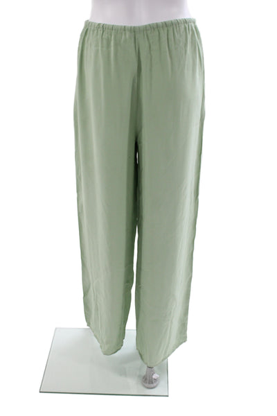 MNG Womens Pajama Set Green Viscose Collared Button Short Sleeve Size S