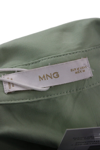 MNG Womens Pajama Set Green Viscose Collared Button Short Sleeve Size S
