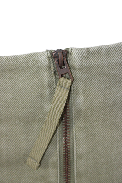 MNG Womens Cargo Skirt Green Cotton Short Military Zip Size M