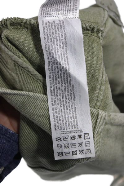 MNG Womens Cargo Skirt Green Cotton Short Military Zip Size M