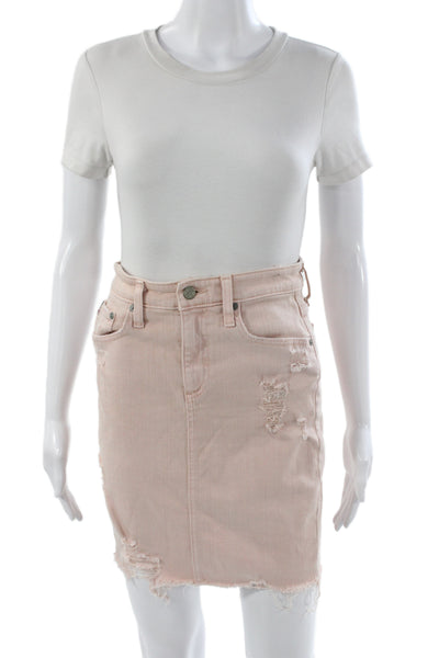 AG-ED Denim Womens Pink Designer Cotton Mini Skirt Button Size 26