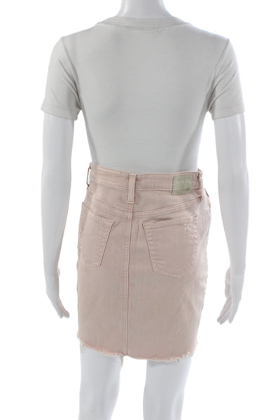AG-ED Denim Womens Pink Designer Cotton Mini Skirt Button Size 26