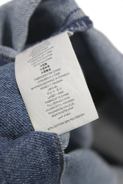 Michael Kors Womens Sundress Blue Square Neck Sleeveless Button Cotton Size 6
