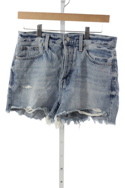 Pistola Womens Cut-Off Shorts Blue Cotton Button Size 27