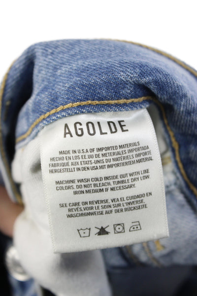 Agolde Womens Wide-Leg Jeans Blue High Rise Button Fly Size 26