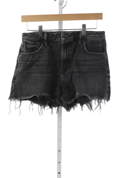 Alexander Wang Womens Cut-Off Shorts Black Cotton Solid Button Size 28