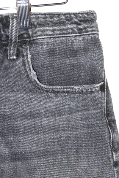 Alexander Wang Womens Cut-Off Shorts Black Cotton Solid Button Size 28