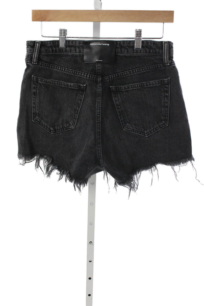 Alexander Wang Womens Cut-Off Shorts Black Cotton Solid Button Size 28