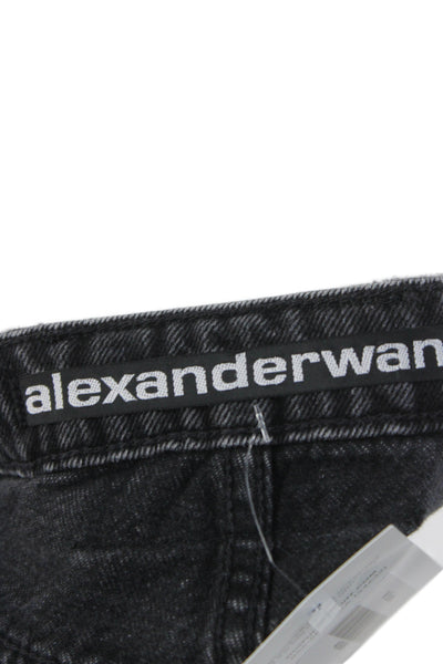 Alexander Wang Womens Cut-Off Shorts Black Cotton Solid Button Size 28